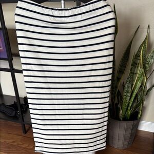 Striped Navy Blue and White Women's stretchy and versatile skirt.